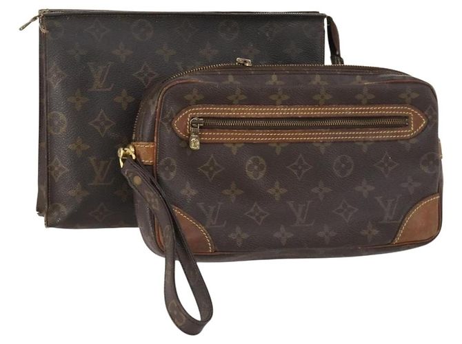 LOUIS VUITTON Monogram Clutch Tasche 2 Set LV Auth BA10214 Monogramm