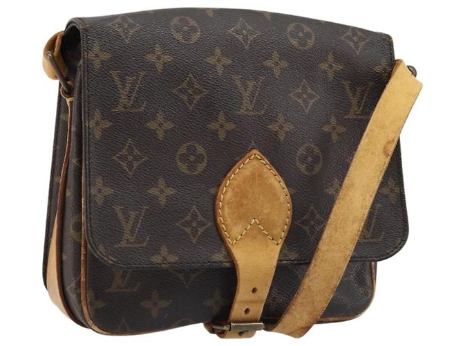 LOUIS VUITTON Bolsa de Ombro Monogram Cartouchiere MM M51253 LV Auth BA11124
