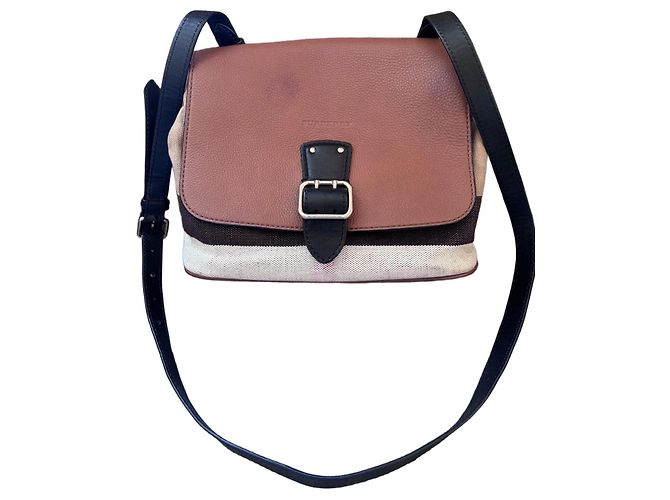Bolsa Burberry Shellwood em lona com couro Marrom Preto Bege