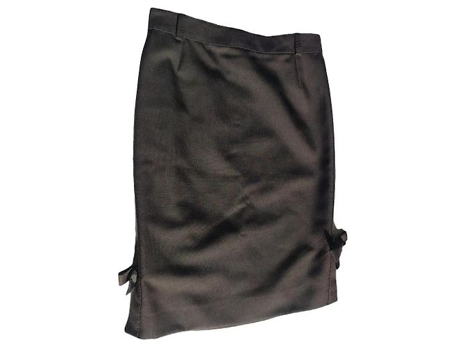 Louis Vuitton gerade Rock braun Wolle Mohair