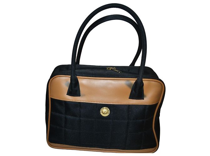Borsa a mano Pierre Balmain in tessuto nero e marrone