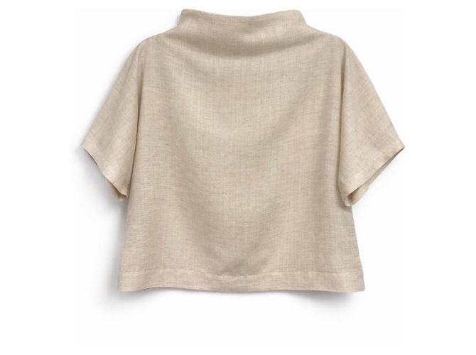 Autre Marque Blusa Skall Studio a maniche corte in lino e cotone