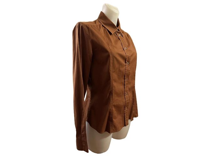 Autre Marque Camisa slim fit com estampa e strass Marrom