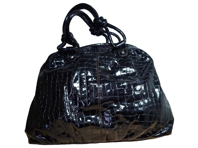 Séquoia Sac à main en cuir verni noir
