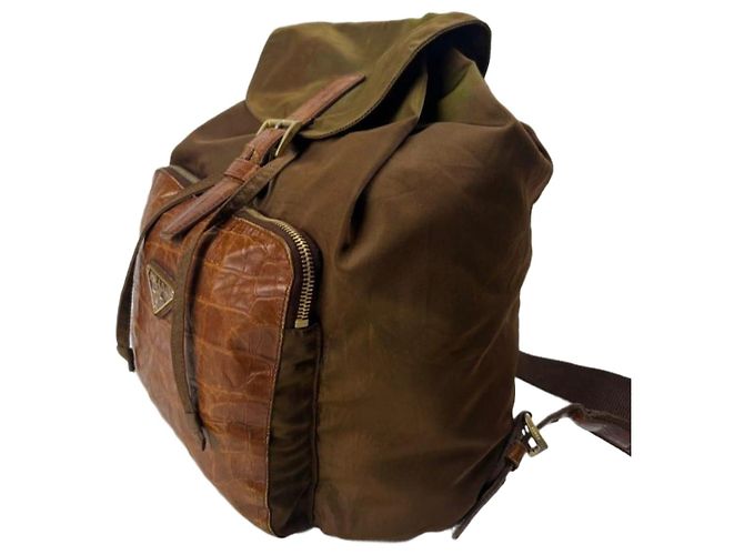 Prada Backpack Brown Crocodile Nylon
