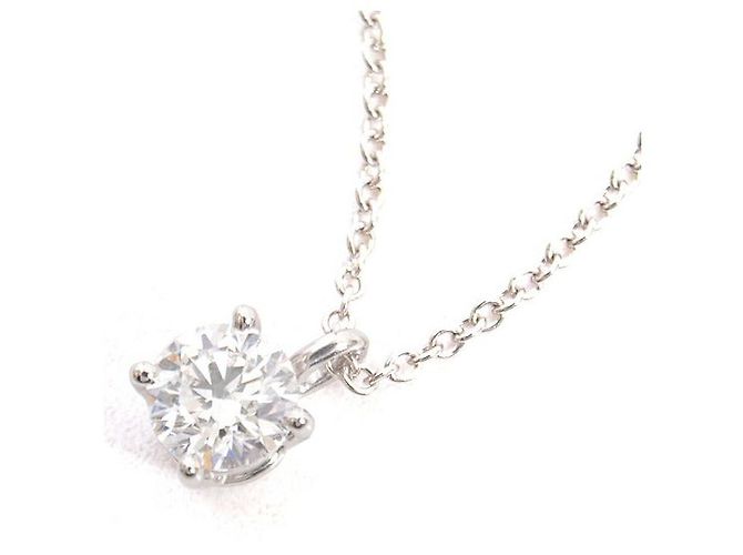 Tiffany & Co Tiffany PT950 Solitär-Diamant-Halskette Silber