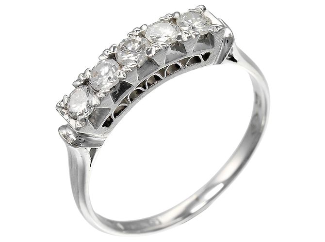 Autre Marque Pt900 Platin 5P Diamantring Silber