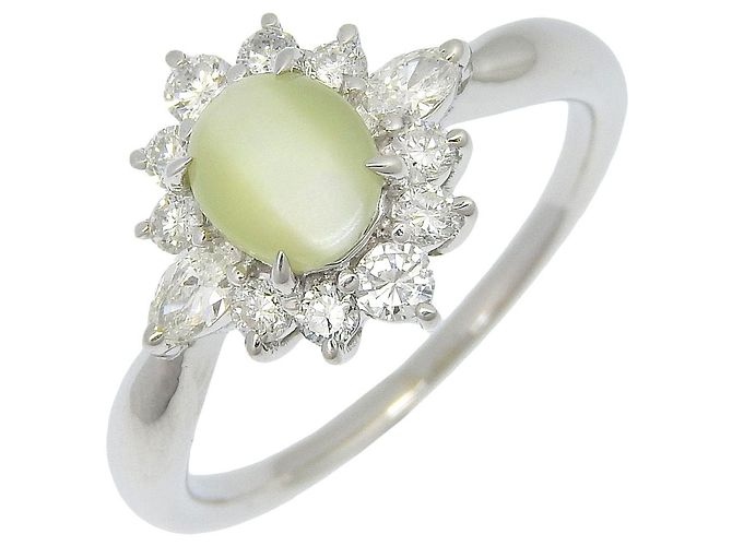 Autre Marque Pt900 Platin-Diamant Katzenauge-Ring Silber
