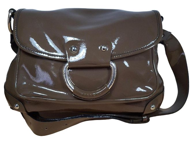 Séquoia Bolsa de ombro em couro envernizado marrom
