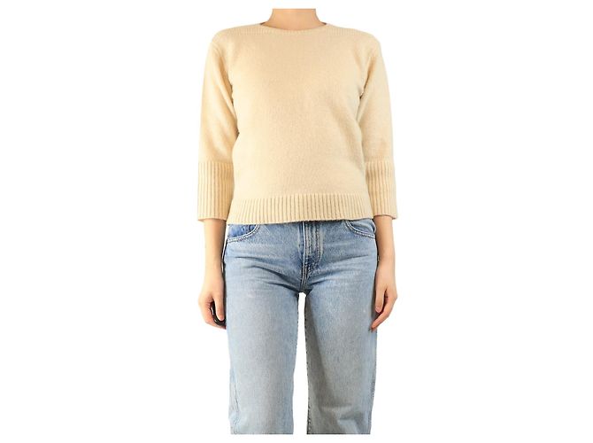 Autre Marque Creme Kaschmir-Pullover - Größe UK 14 Roh 