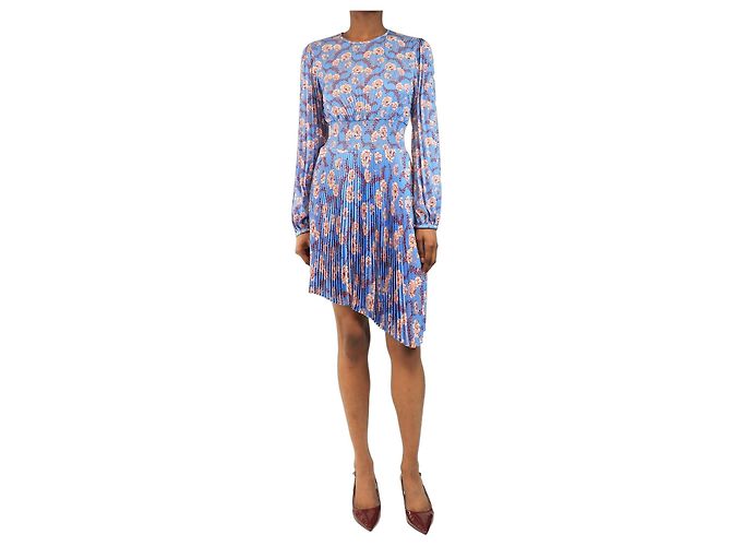 A.L.C Vestido midi plissado floral azul - tamanho 6