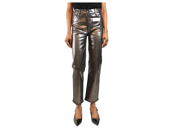 Frame Denim Jean Le Sleek Straight gris métallique - taille UK 8