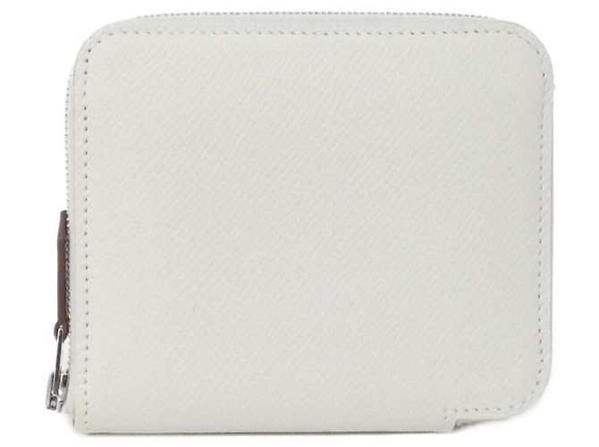 Hermès Hermes MORS & CO Silk In Compact Wallet White Red