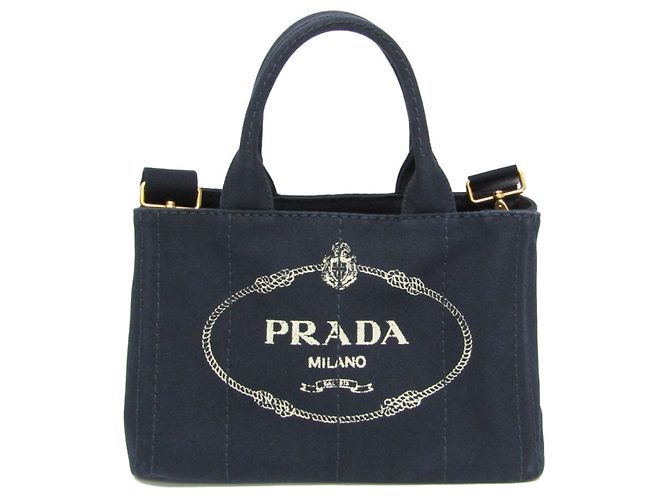 Tote Prada Canapa Women's Canvas Shoulder Bag Navy blue