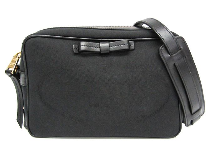 Bolsa de Ombro Prada LOGO JACQUARD 1BH089 Preto
