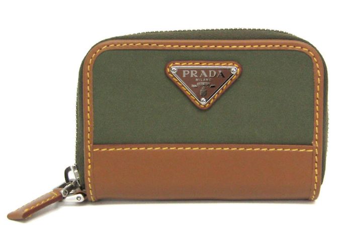 Prada RE-NYLON Coin Card Holder Khaki Light brown