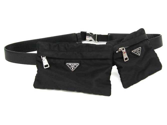 Pochette Ceinture Tessuto Prada en Cuir Noir