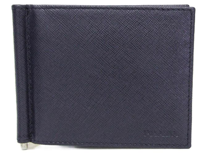 Prada Saffiano Men's Leather Bill Wallet Navy blue