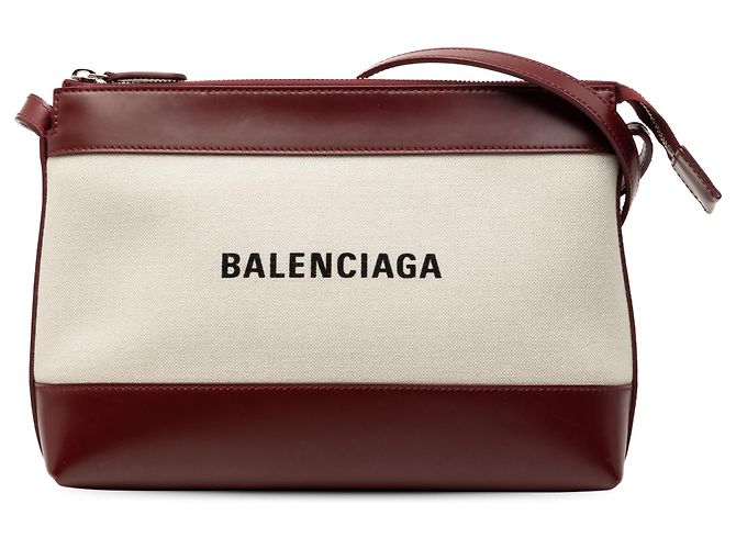 Bolsa transversal de lona marrom com logo Balenciaga