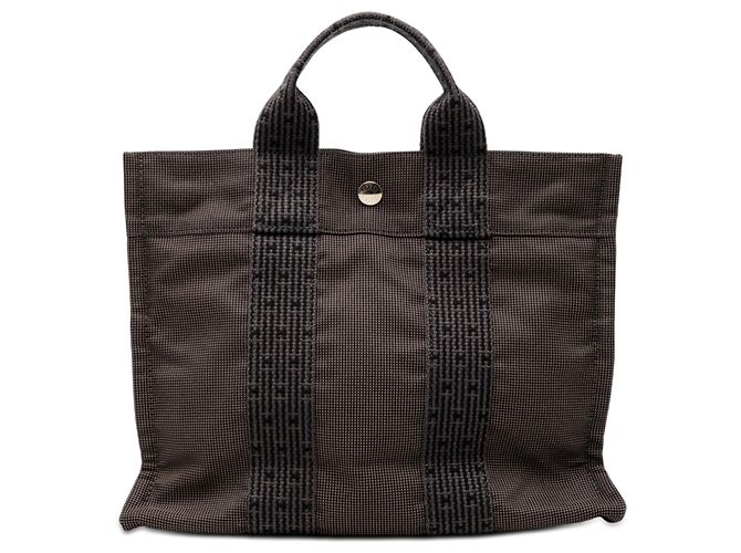 Hermès Gray Canvas Herline PM Brown Dark grey