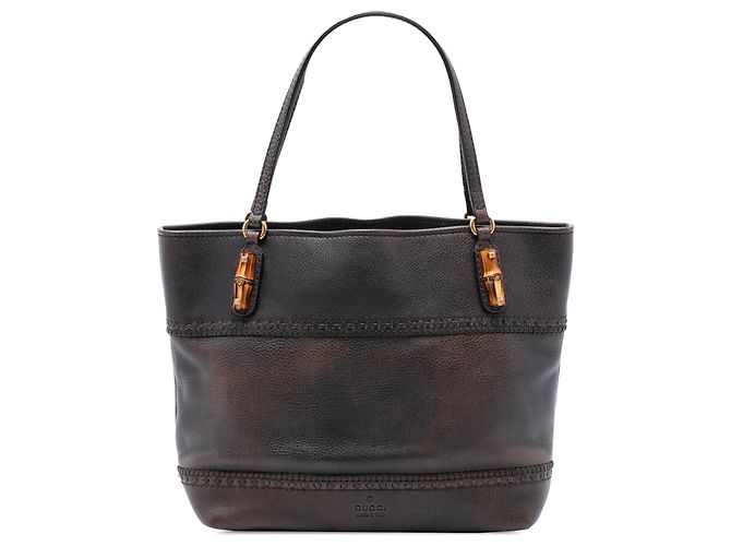 Bolsa tote casual de couro marrom Gucci Castanho escuro