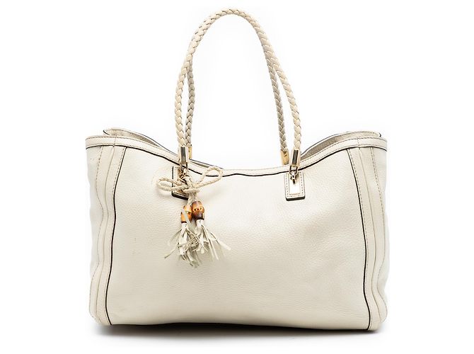 Bolsa Tote Bella de couro branco médio da Gucci Cru