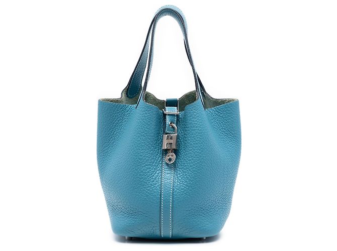 Hermès Picotin Lock 18 em couro Clemence azul