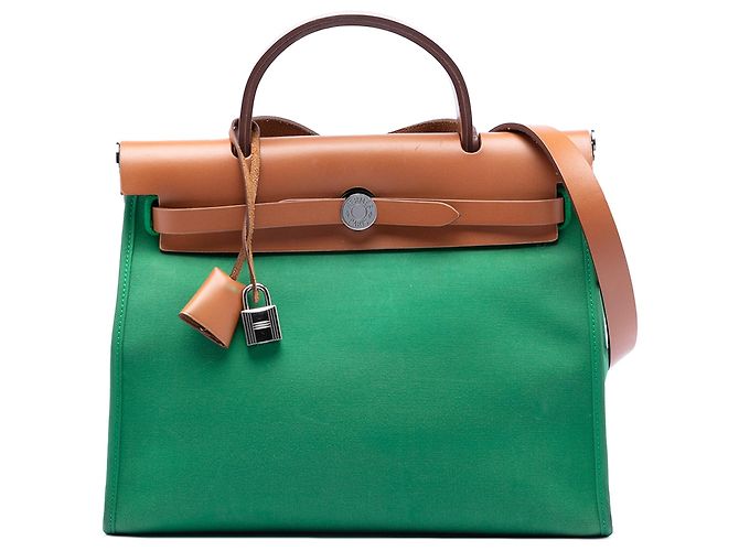 Hermès Borsa Herbag Zip 31 Verde Toile