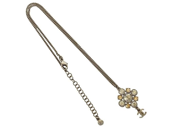 Silberne Strass-Halskette mit Coco Mark-Motiv von Chanel