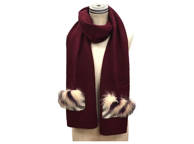 Fendi Bordeaux Wool Stole Dark red
