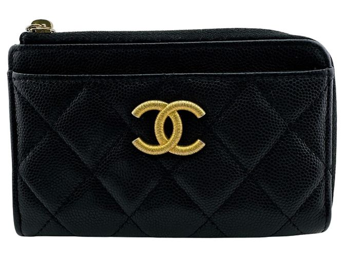Chanel Matelassé Caviar Skin Coin Case Wallet Black