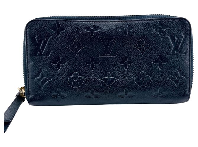 Zippy Louis Vuitton Navy Leather Long Wallet Navy blue
