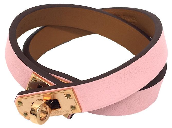 Pulseira Charm Mini Kelly Double Tour Hermès Rosa
