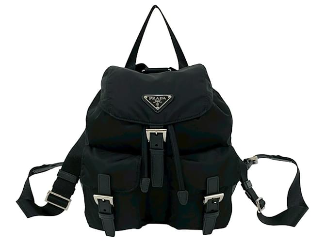 Saffiano Mochila de nylon e couro com logo triangular Prada Preto 