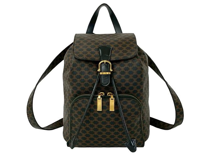 Edge Céline CELINE Vintage Macadam Blazon Muster Leder Rucksack