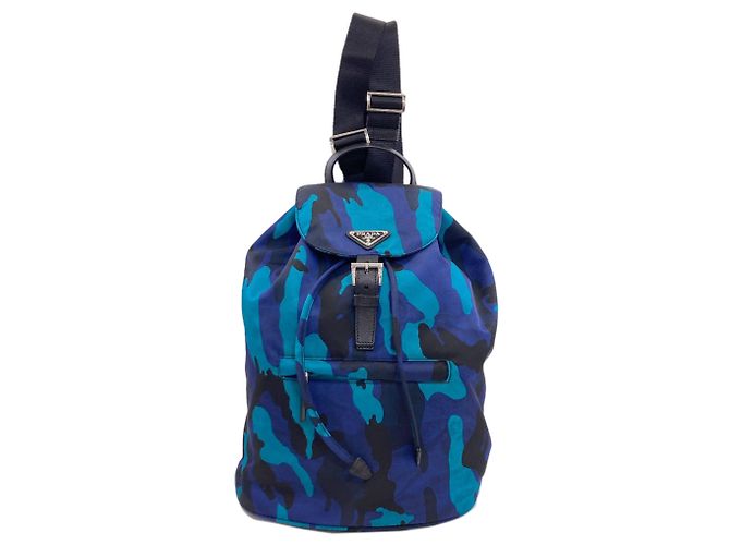 Prada Camouflage Pattern Backpack in Blue Nylon
