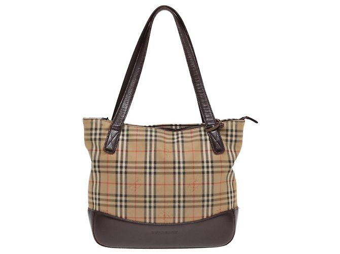 Burberry Nova Check Tote canvas check pattern Small Beige