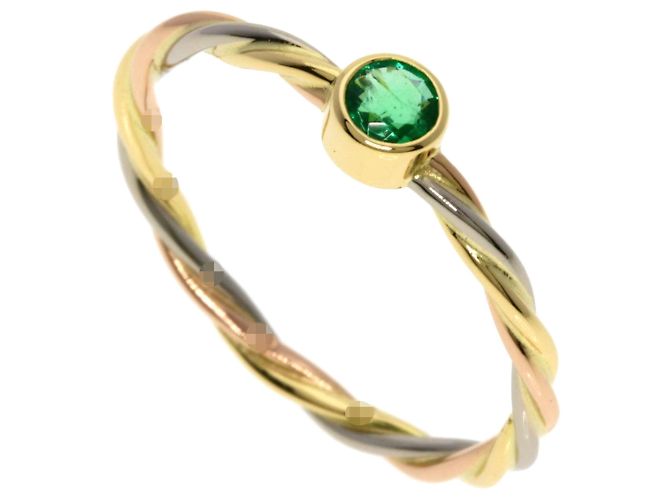 Anillo Twist Esmeralda Cartier Rosa Blanco Amarillo