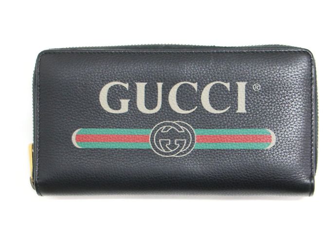 Gucci Schwarze Leder Lange Brieftasche