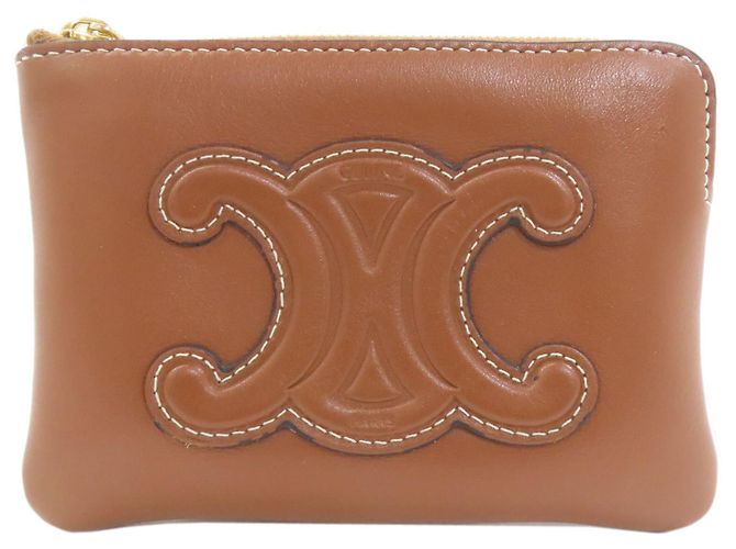 Céline Portamonete Celine Triomphe in pelle di vitello marrone