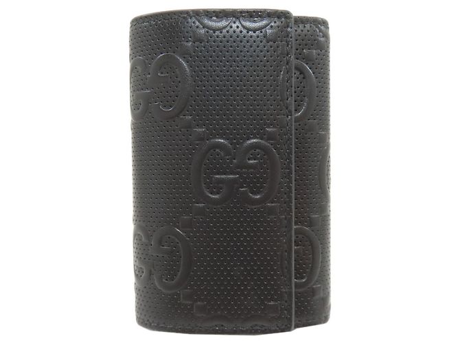 Gucci GG Embossed Leather Key Case Black