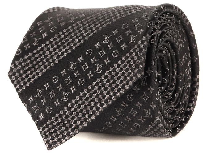 Cravate en soie Monogram noire Louis Vuitton Monogramme