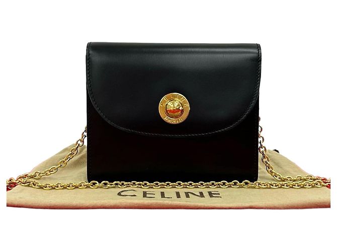 Céline Bolsa de ombro mini de couro Celine Preto