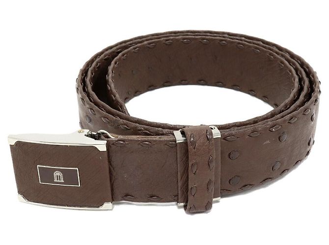 Autre Marque Ostrich Belt Brown Bronze