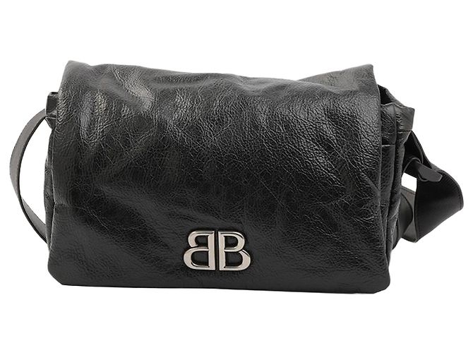Borsa a Tracolla Balenciaga Monaco BB Pelle Nera Nero