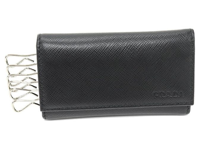 Prada Saffiano Calf 6 Key Case Black