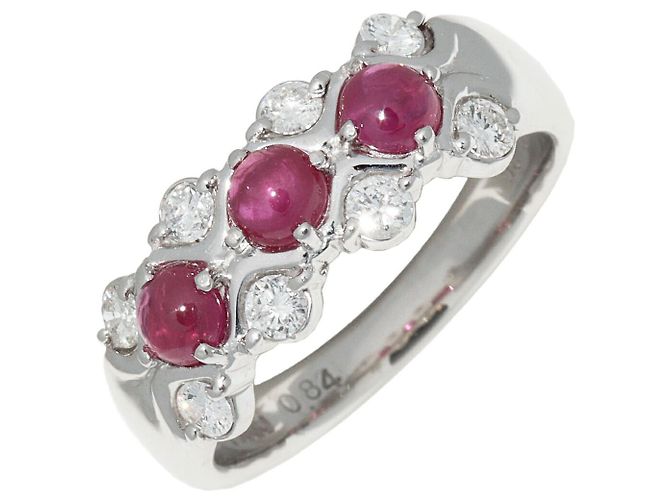 Autre Marque Pt900 Ruby Diamond Ring Red