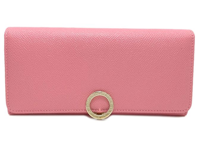Bulgari Cartera larga de cuero rosa Bvlgari
