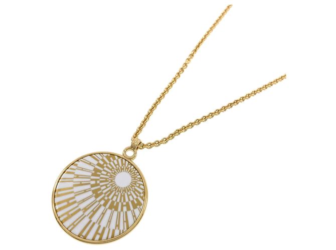 Hermès Medaillon-Halskette Weiß Golden