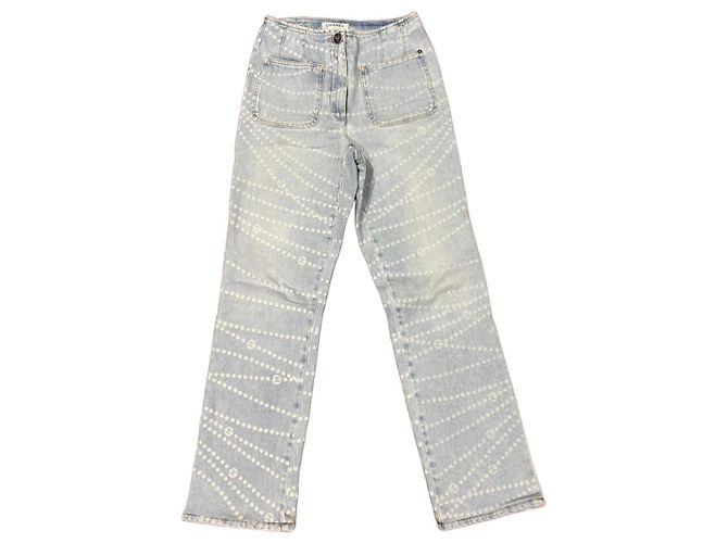 Chanel Printed Washed Jeans Blue